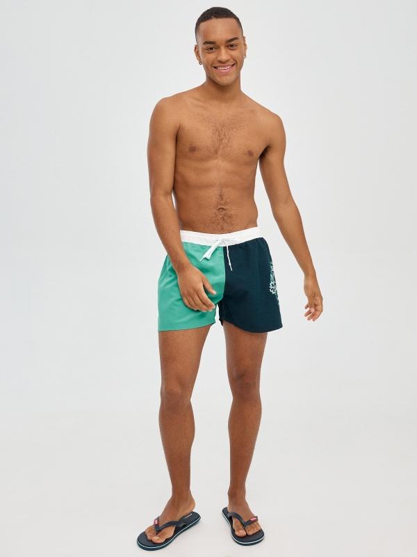 In Side Bañador Color Block Con Sello