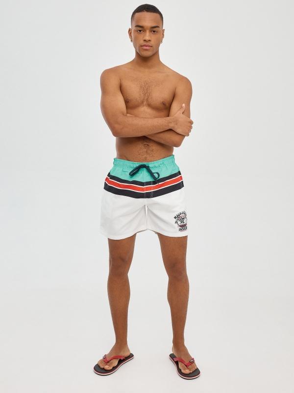 In Side Bañador De Rayas Con Sello