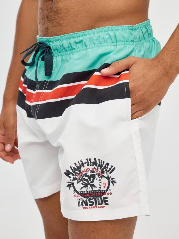 In Side Bañador De Rayas Con Sello