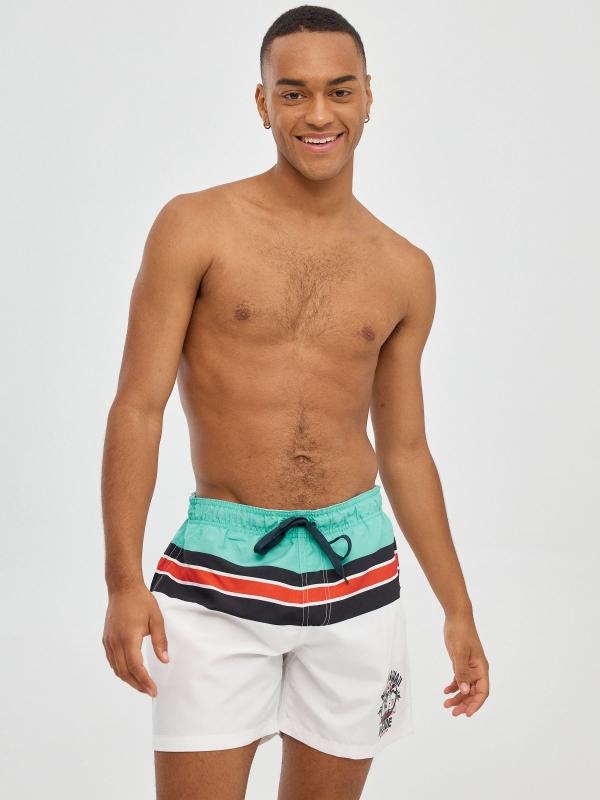 In side Bañador de rayas con sello