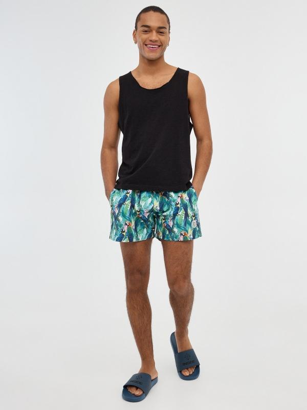 In Side Bañador Print Loros