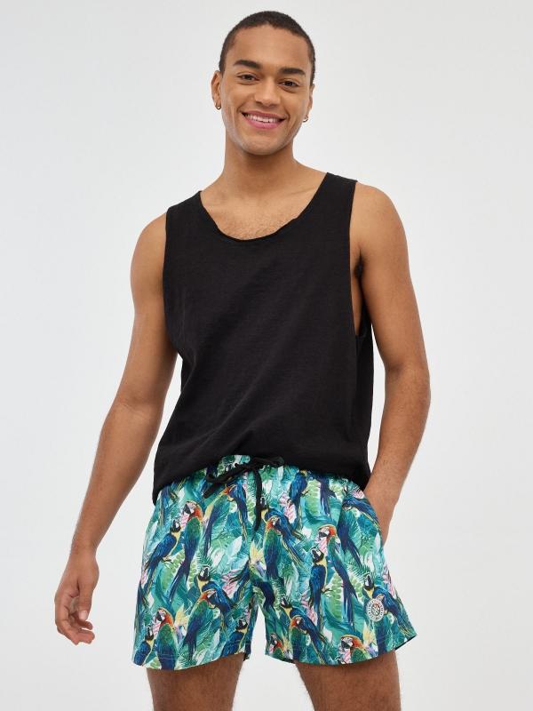 In side Bañador print loros