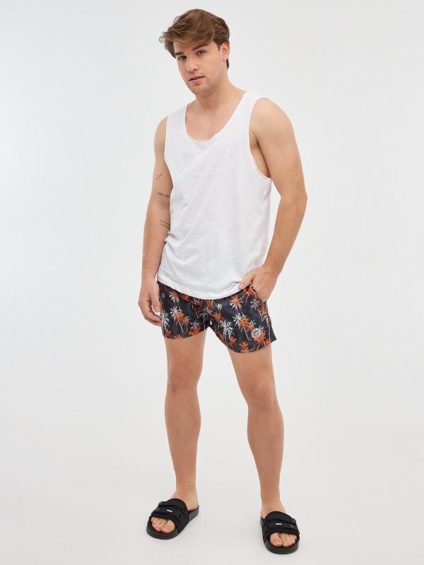 In Side Bañador Print Palmeras