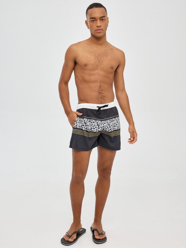 In Side Bañador Rayas Y Flores