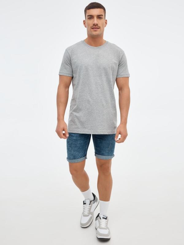 In Side Bermuda Denim Azul Desgastado