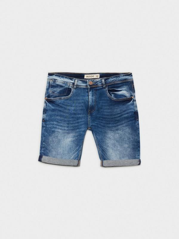 In side Bermuda denim azul desgastado