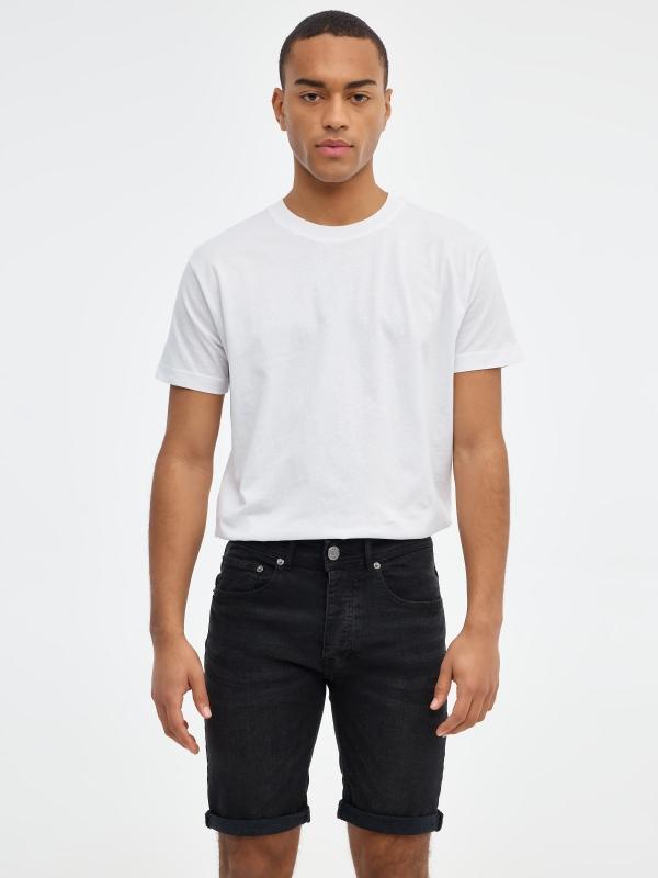 In side Bermuda denim básica negra