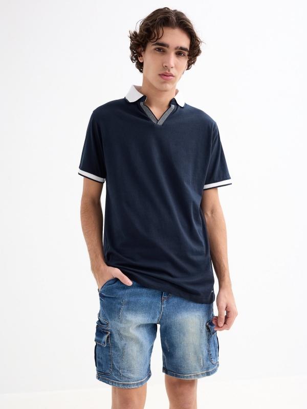 In side Bermuda denim cargo efecto desgastado