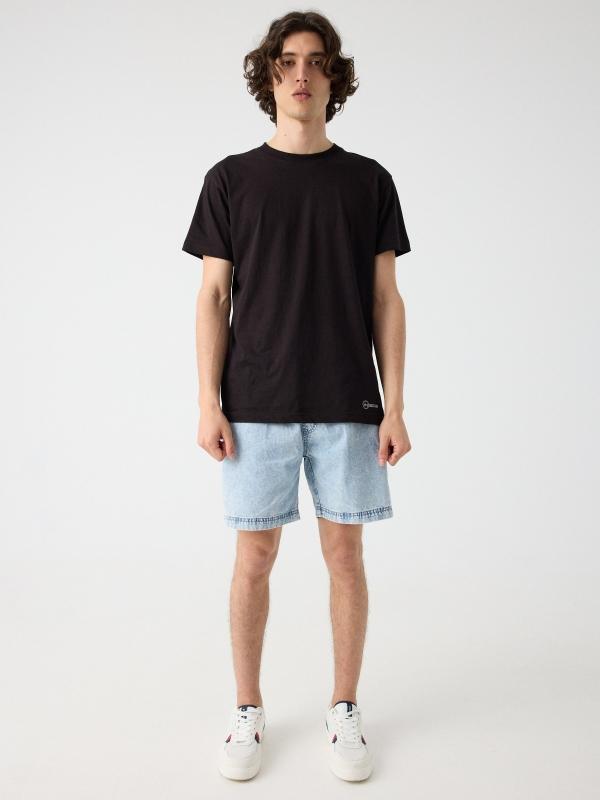 In Side Bermuda Denim Cintura Elástica