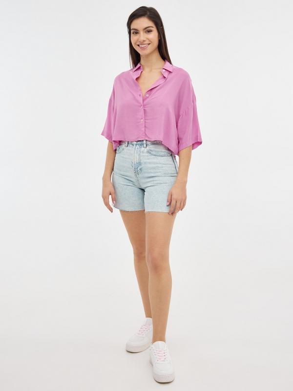 In Side Bermuda Denim Claros Tiro Alto