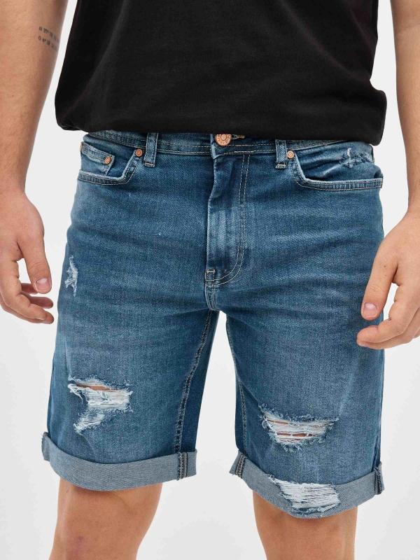 In Side Bermuda Denim Con Rotos