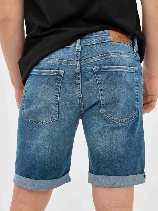 In Side Bermuda Denim Con Rotos