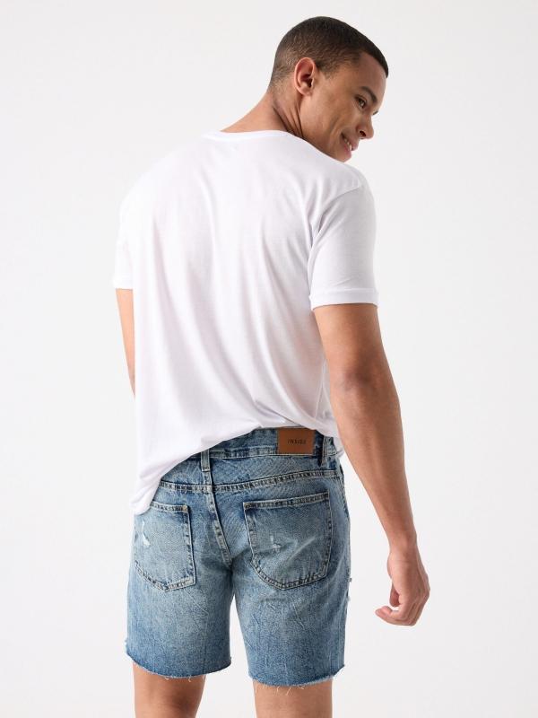 In Side Bermuda Denim Desgastada Rotos