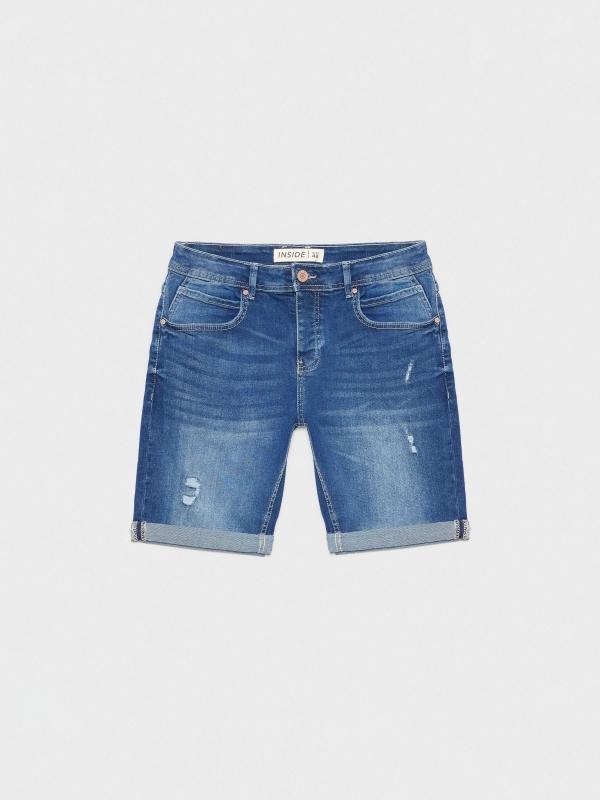 In Side Bermuda Denim Desgastado Rotos