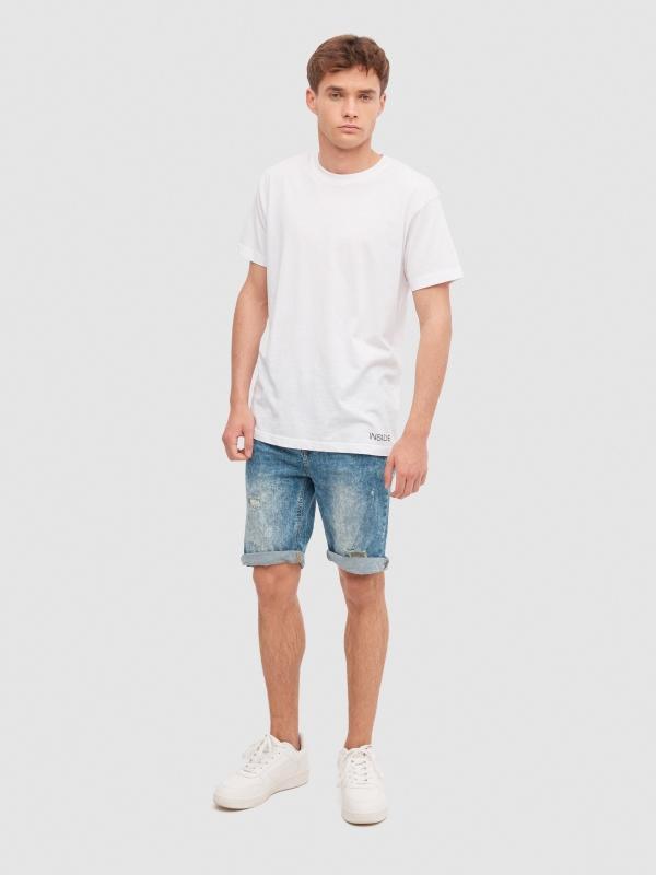 In Side Bermuda Denim Desgastados