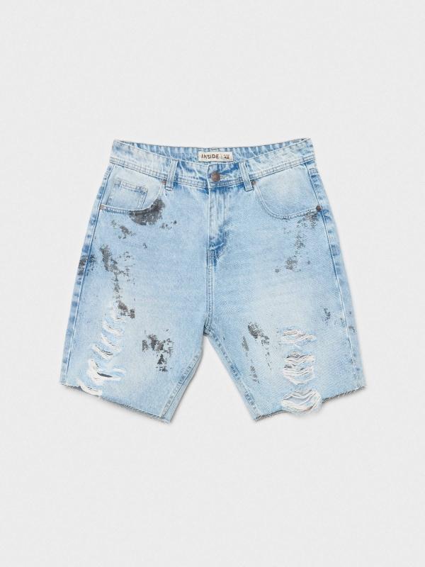 In Side Bermuda Denim Efecto Desgastado Rotos