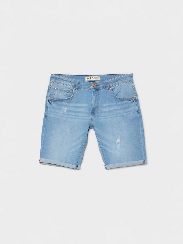 In side Bermuda denim efecto lavado rotos