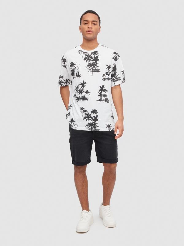 In Side Bermuda Denim Negro Slim