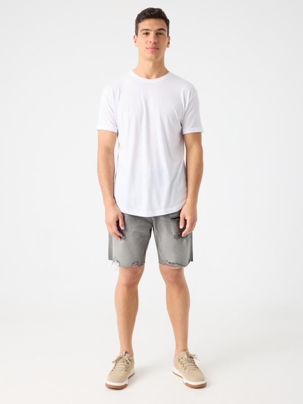 In Side Bermuda Denim Regular Desgastada