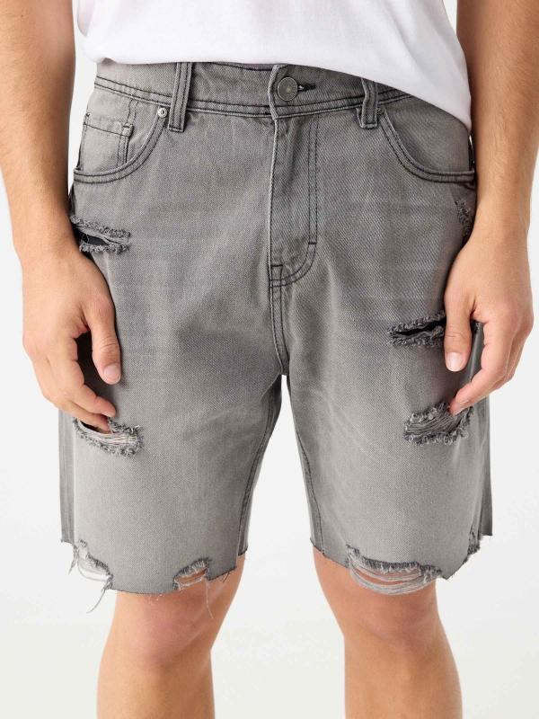 In Side Bermuda Denim Regular Desgastada