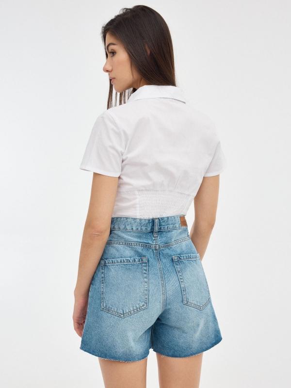 In Side Bermuda Denim Regular Tiro Alto