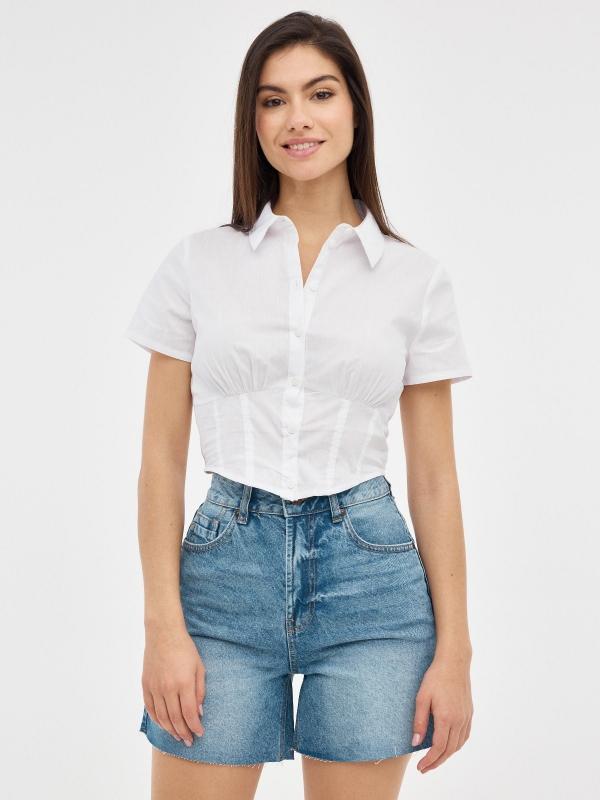 In side Bermuda Denim Regular Tiro Alto