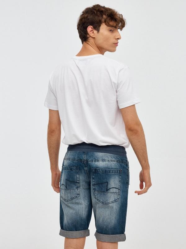 In Side Bermuda Denim Rotos Cintura Elástica