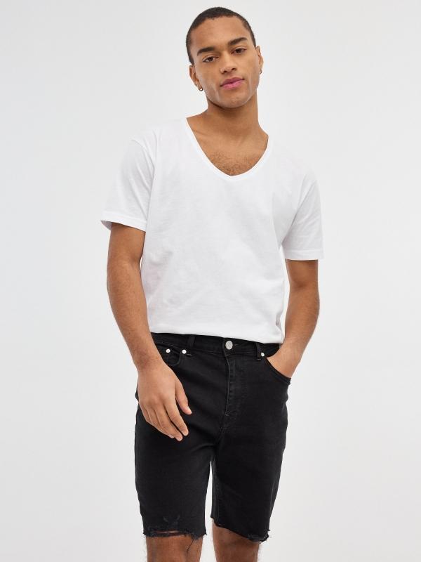 In side Bermuda Denim Slim negra