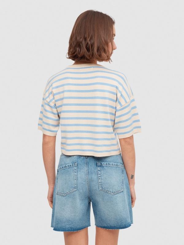 In Side Bermuda Denim Tiro Alto