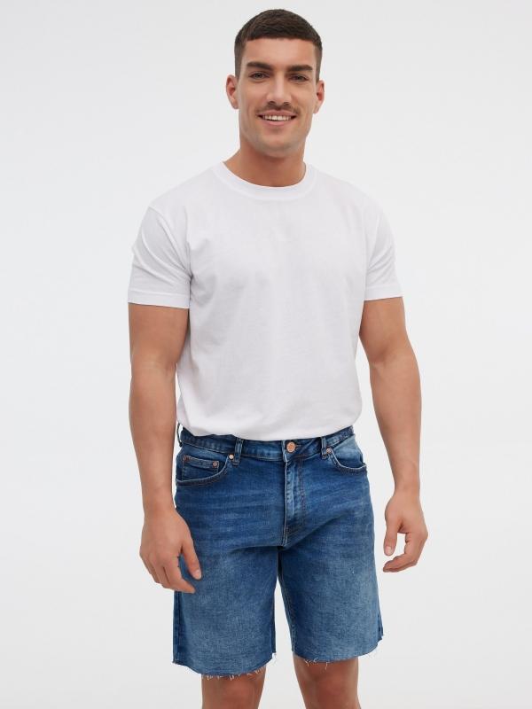 In side Bermuda regular denim azul