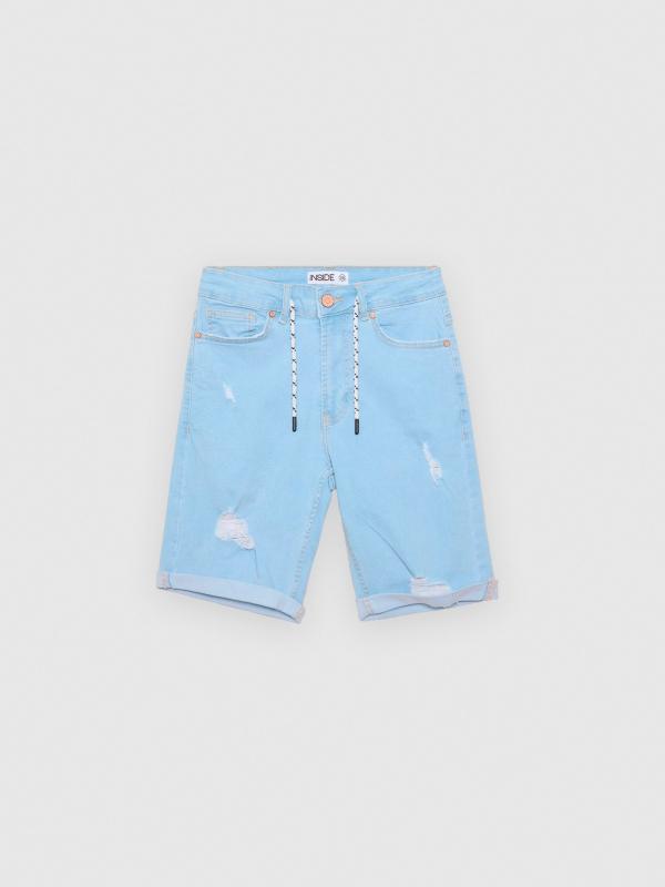 In side Bermudas denim skinny azul