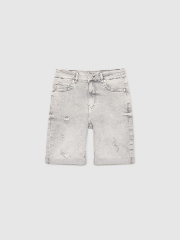 In Side Bermudas Denim Skinny Gris