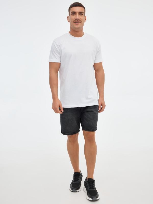 In Side Bermudas Regular Denim Negro