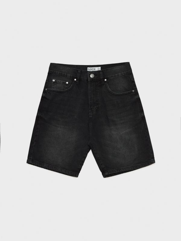 In Side Bermudas Regular Denim Negro