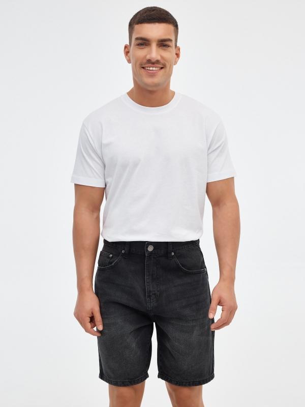 In side Bermudas regular denim negro