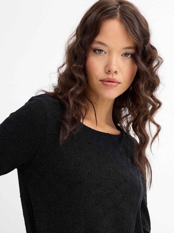 In Side Blusa Negra Con Brillo