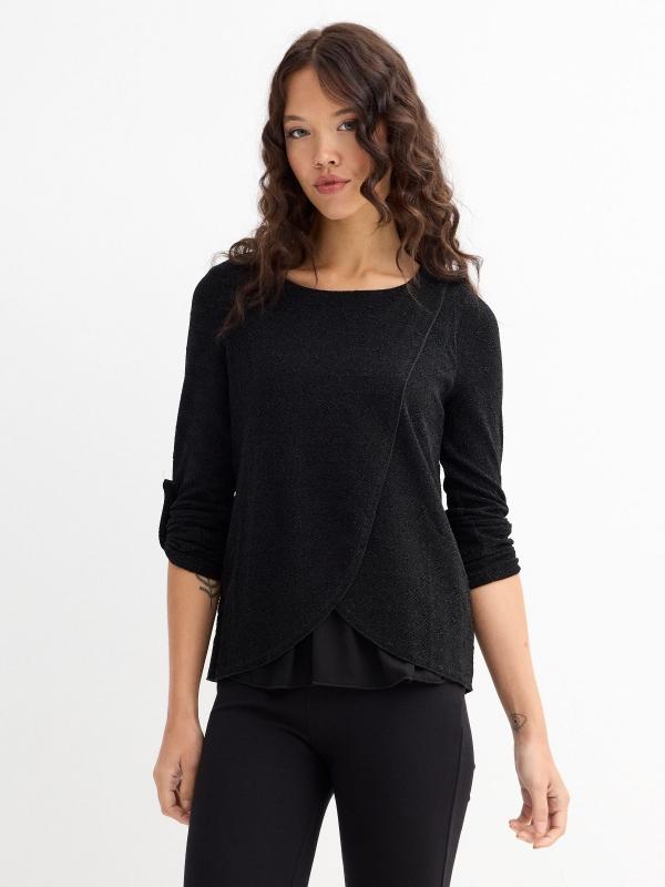 In side Blusa negra con brillo