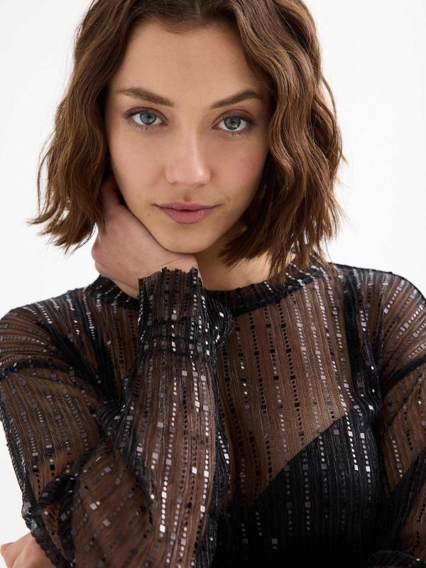 In Side Blusa Transparante Brillos