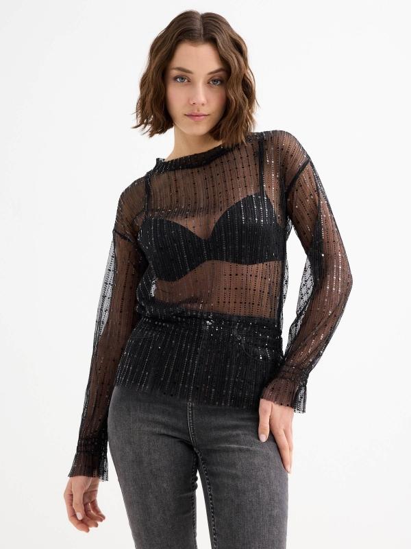 In side Blusa transparante brillos