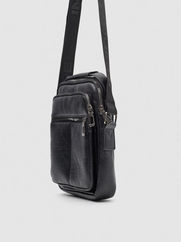 In Side Bolso Bandolera Efecto Piel Negro