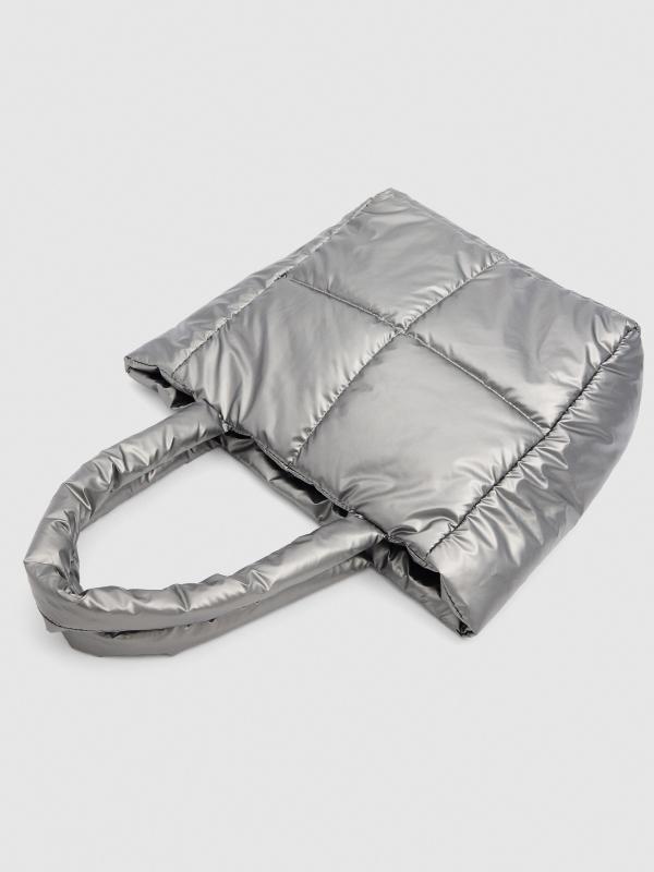 In Side Bolso Shopper Acolchado Plateado
