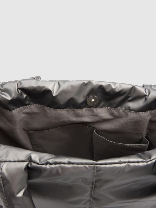 In Side Bolso Shopper Acolchado Plateado
