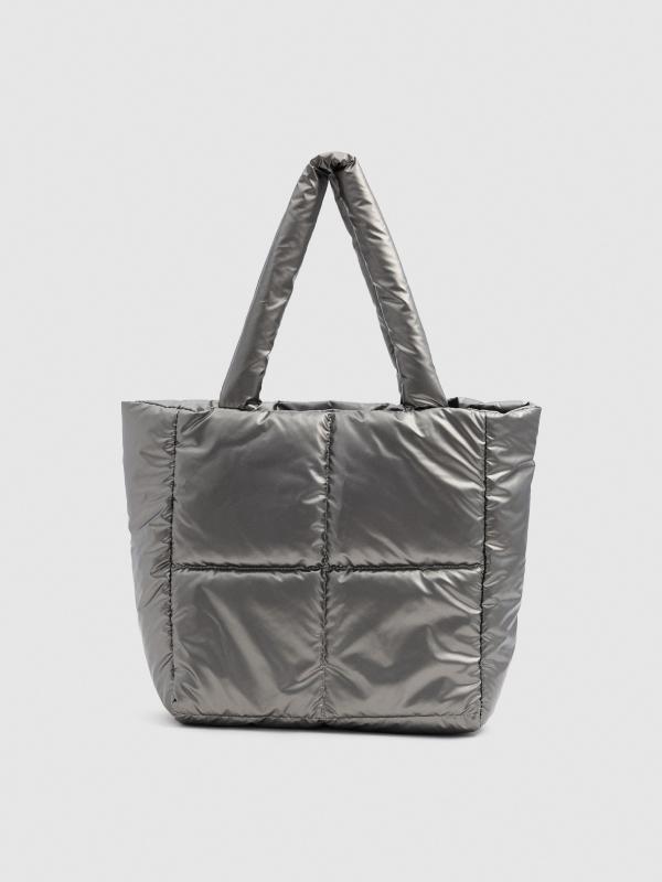 In side Bolso shopper acolchado plateado