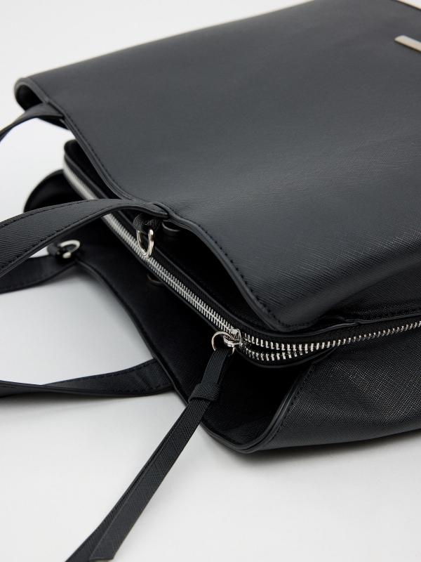 In Side Bolso Shopper Efecto Piel Negro