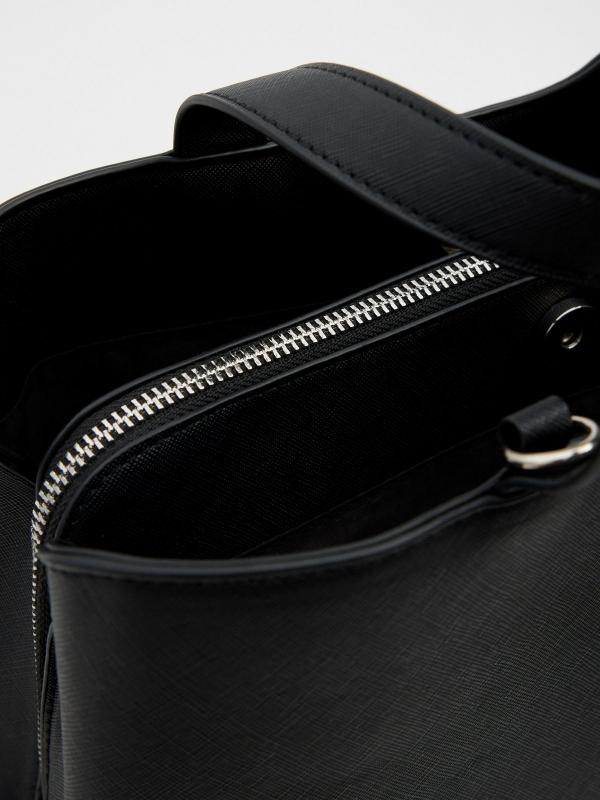 In Side Bolso Shopper Efecto Piel Negro