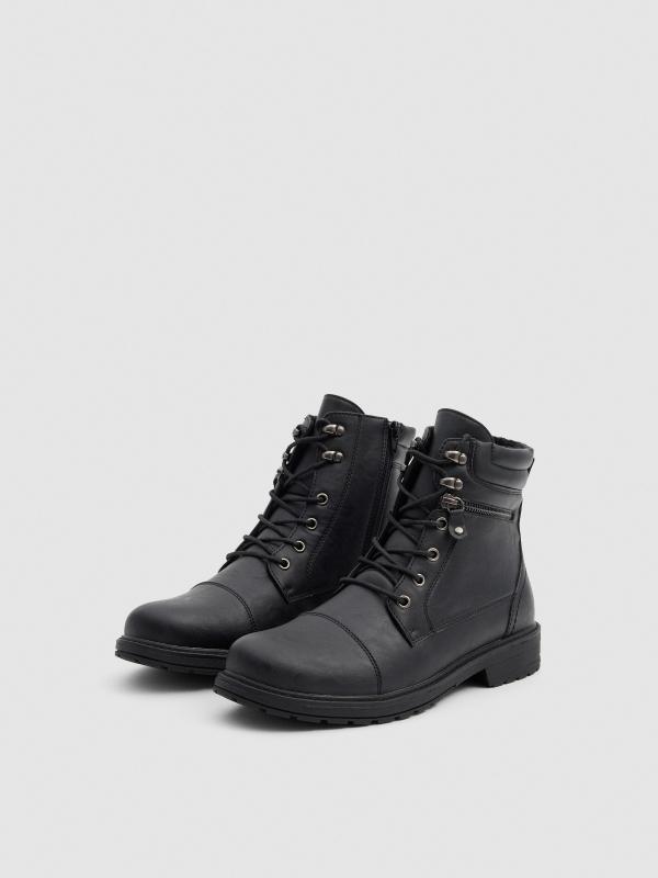 In Side Bota Militar Negra Cremallera