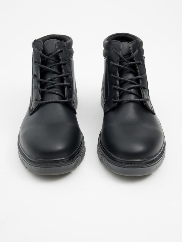 In Side Bota Negra Efecto Piel Pespuntes