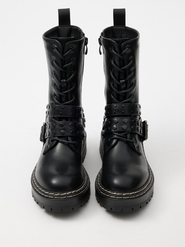 In Side Botas Tiras Tachas