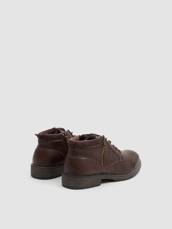 In Side Botín Bajo Efecto Piel Borreguillo Marrón