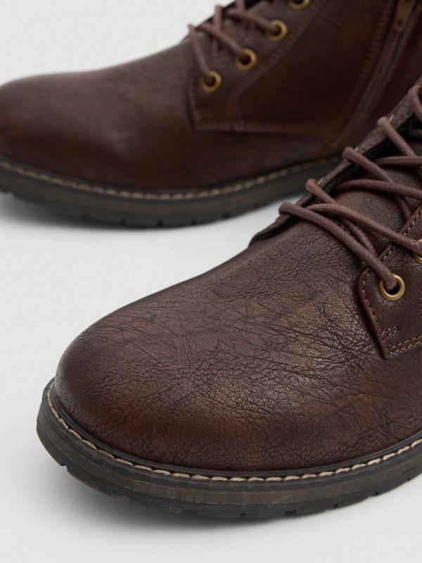 In Side Botín Bajo Efecto Piel Borreguillo Marrón